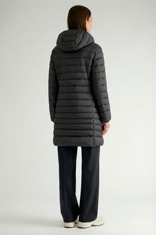 Piumino lungo con cappuccio - Nero