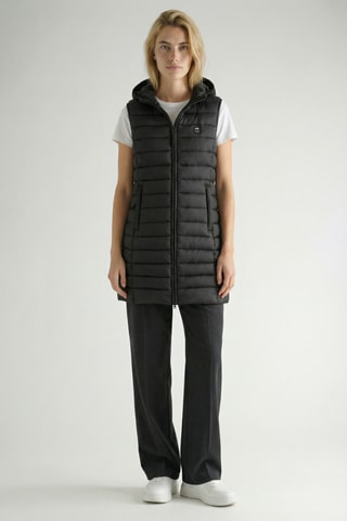 Piumino lungo senza maniche - Nero
