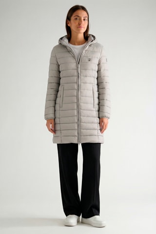 Piumino lungo con cappuccio Akitalana - Grigio chiaro
