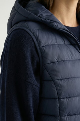 Piumino lungo con cappuccio Akitalana - Navy