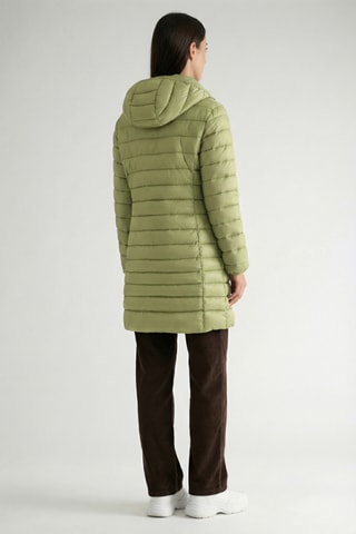 Piumino lungo con cappuccio Akitalana - Verde oliva