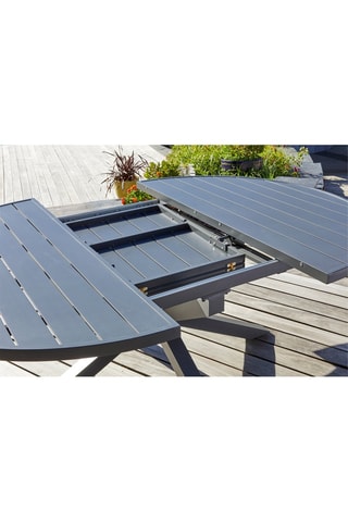 Conjunto de jardín Pelosa - 6 plazas - Sillones apilables - Mesa extensible