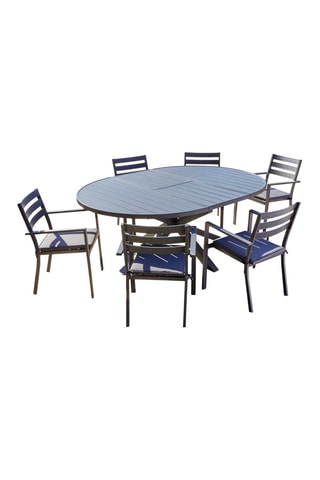 Conjunto de jardín Pelosa - 6 plazas - Sillones apilables - Mesa extensible