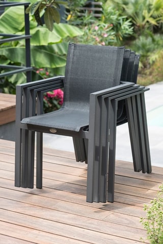 Conjunto de jardín Miami - 8 plazas - Sillones apilables - Mesa extensible