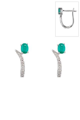 Boucles d'oreilles Belle émeraude - Or blanc, diamants et émeraudes