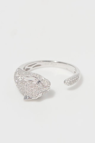 Bague Mafdet - Or blanc diamants et diamants noirs