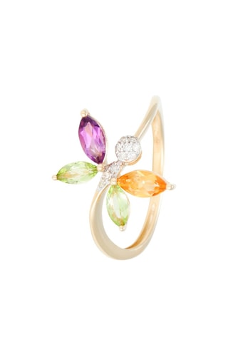 Bague Oxane - Or jaune, diamants, améthyste, citrine et préhnites