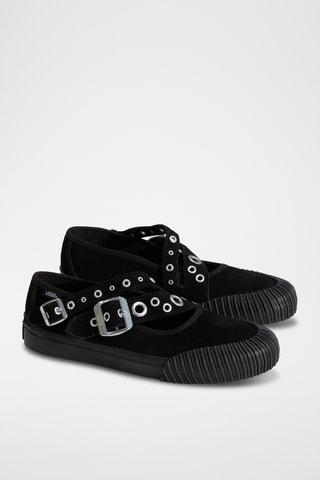 Baskets en nubuck Mary Jane Straps - Noir