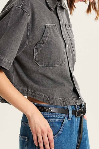 Chemisier en jean - Gris foncé