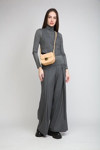 Mini mala a tiracolo de couro de vitelo Mini Desiree - Amêndoa e dourado - Bottega Veneta