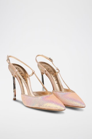 Sapatos de salto em couro Blade Pump - Dourado-rosa - Casadei
