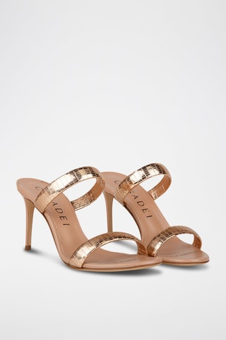 Mules de salto em couro Julia Hollywood - Dourado-rosa - Casadei