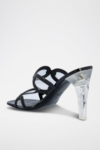 Mules de salto em couro - Preto - Valentino