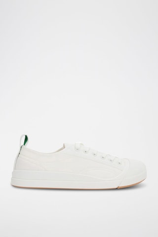 Sneakers em couro Vulcano Canvas - Branco - Bottega Veneta