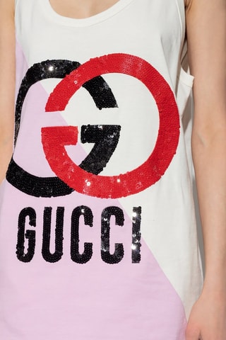 Camisola de alças - Branco e rosa - Gucci