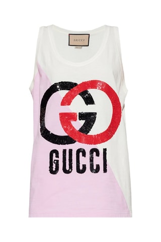 Camisola de alças - Branco e rosa - Gucci