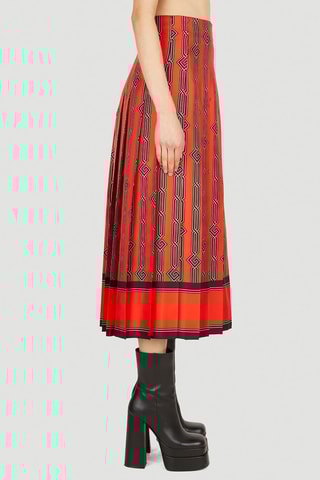 Saia plissada em seda - Vermelho - Gucci