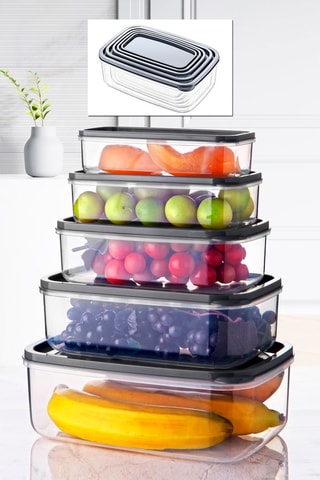 5 caixas de conservação - 0,3 / 0,5 / 0,8 / 1,3 e 2,1 l