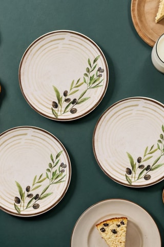 6 pratos para sobremesa em cerâmica - 19,3 x 19,3 x 2 cm