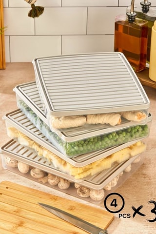 12 boîtes alimentaires - 27,5 x 22 x 5 cm