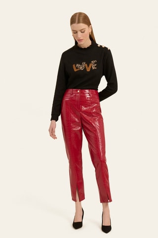 Pantalon taille haute - Rouge