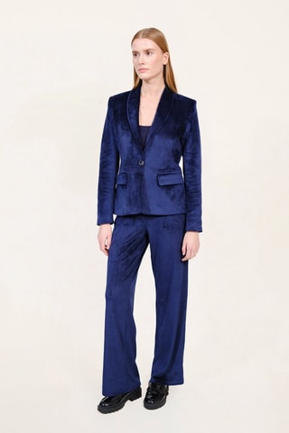 Pantalon en velours taille haute - Bleu marine