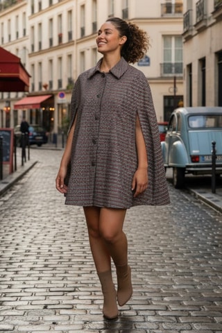 Manteau - Ecru et rouge