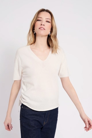 Top en laine et cachemire - Ecru