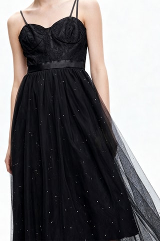 Robe midi en dentelle - Noir