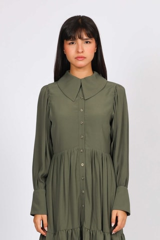 Robe chemise en jean - Kaki