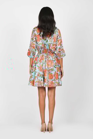 Robe patineuse - Turquoise et orange