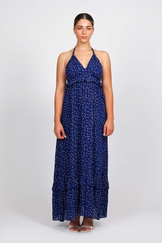 Robe longue - Bleu marine et blanc