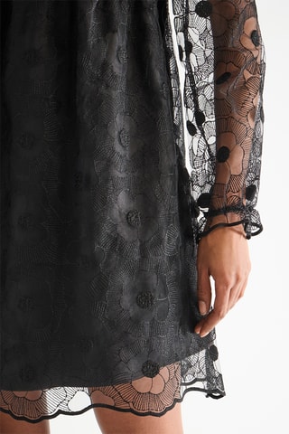 Robe droite en dentelle - Noir