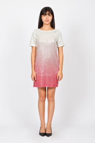 Robe droite dip and dye - Ecru et rose poudré