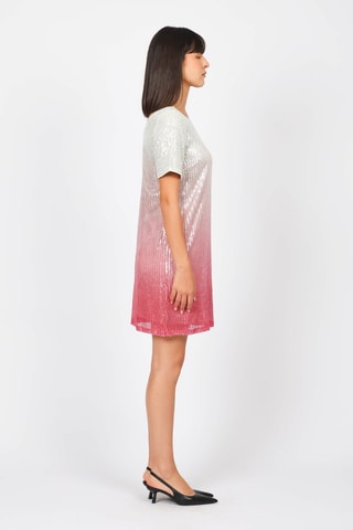 Robe droite dip and dye - Ecru et rose poudré