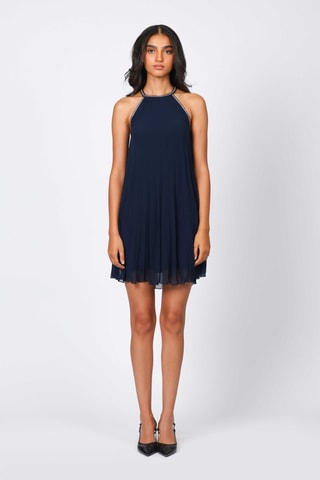 Robe plissée - Bleu marine