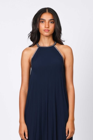 Robe plissée - Bleu marine