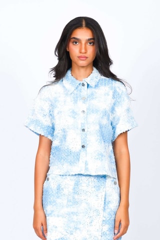 Chemisier tie and dye - Ciel et blanc