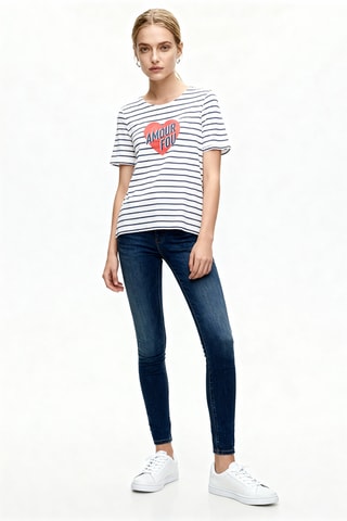 T-shirt - Ecru et bleu marine