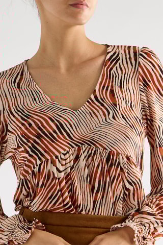 Blouse - Marron et écru
