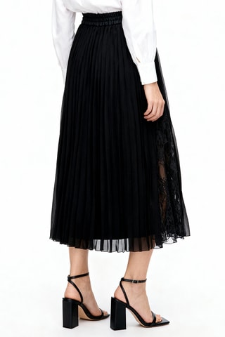 Jupe midi en dentelle - Noir