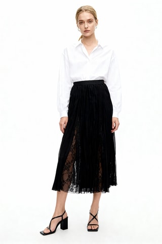 Jupe midi en dentelle - Noir