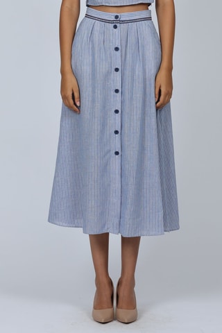 Jupe midi taille haute - Bleu clair