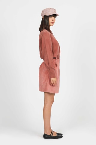 Jupe droite en velours taille haute - Corail