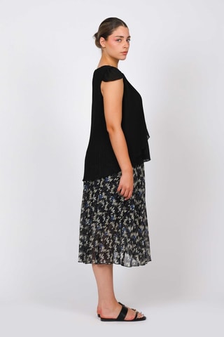 Jupe midi - Noir et bleu cobalt