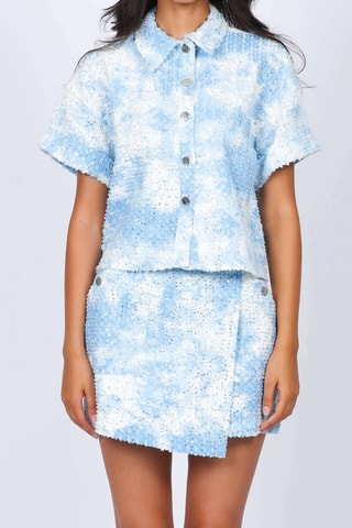 Jupe-short tie and dye - Ciel et blanc 