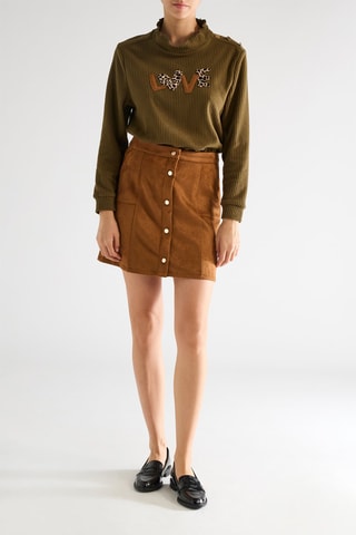 Minijupe en velours taille haute - Camel