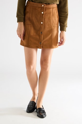 Minijupe en velours taille haute - Camel