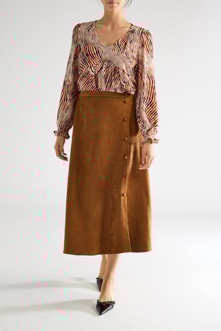 Jupe midi taille haute - Marron clair