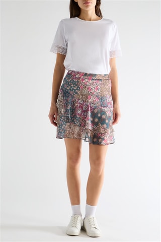 Jupe volantée taille haute - Bleu canard